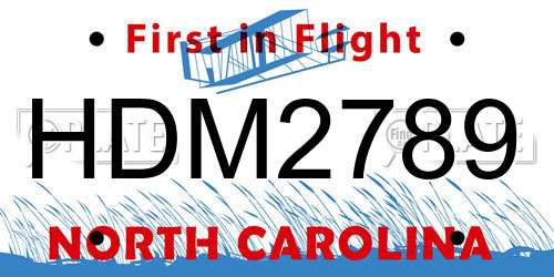 HDM2789 North Carolina License Plate