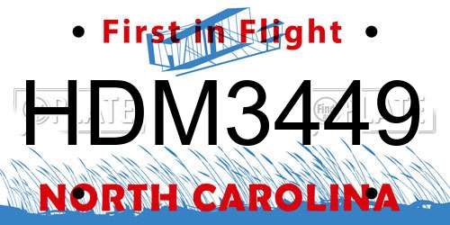 HDM3449 North Carolina License Plate