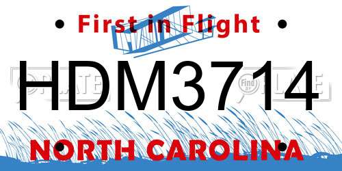 HDM3714 North Carolina License Plate