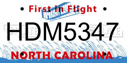 HDM5347 North Carolina License Plate