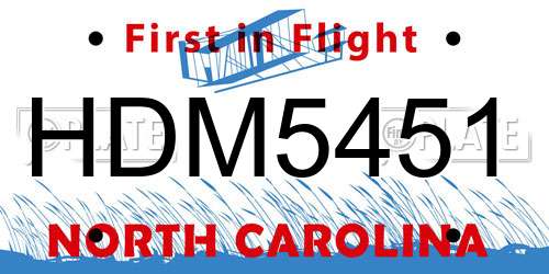 HDM5451 North Carolina License Plate