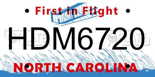 HDM6720 North Carolina License Plate
