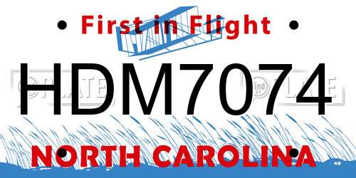 HDM7074 North Carolina License Plate