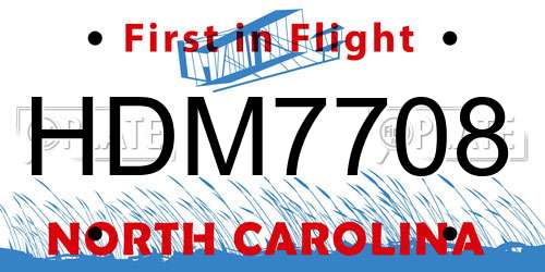 HDM7708 North Carolina License Plate