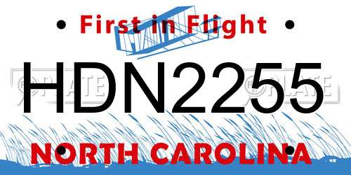 HDN2255 North Carolina License Plate