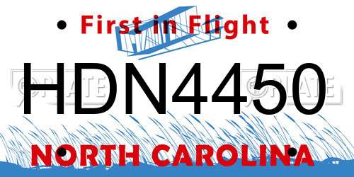 HDN4450 North Carolina License Plate