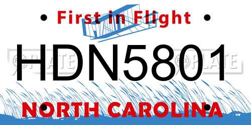 HDN5801 North Carolina License Plate