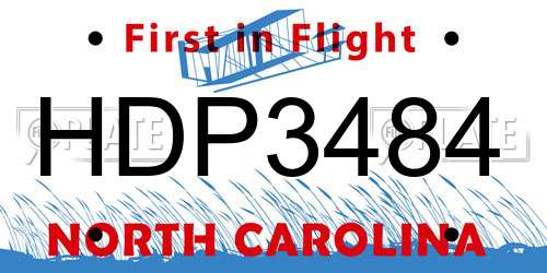 HDP3484 North Carolina License Plate