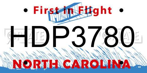 HDP3780 North Carolina License Plate