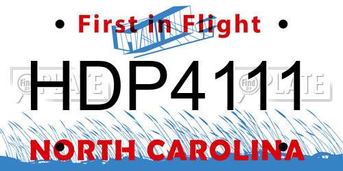 HDP4111 North Carolina License Plate