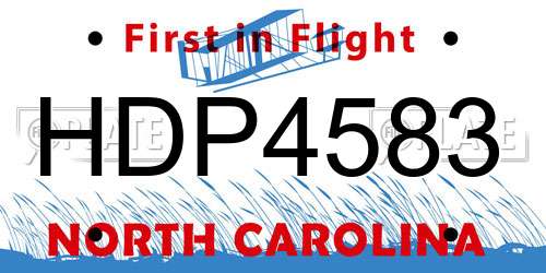 HDP4583 North Carolina License Plate