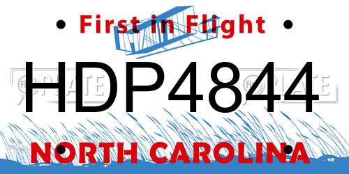 HDP4844 North Carolina License Plate