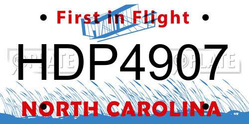 HDP4907 North Carolina License Plate
