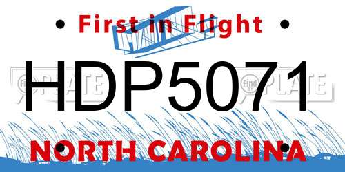HDP5071 North Carolina License Plate