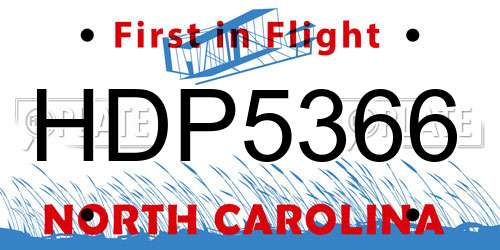 HDP5366 North Carolina License Plate