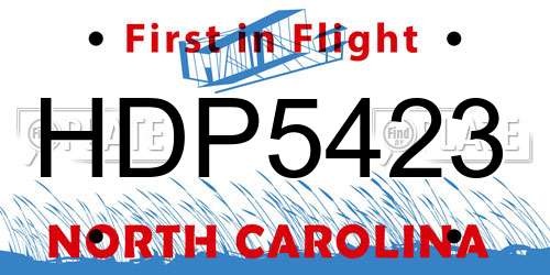 HDP5423 North Carolina License Plate