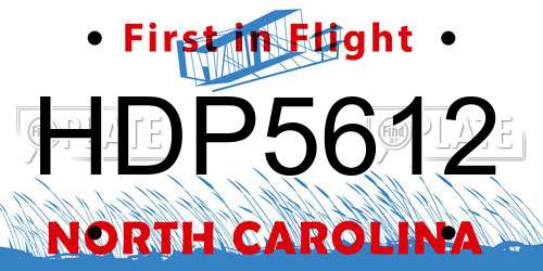 HDP5612 North Carolina License Plate