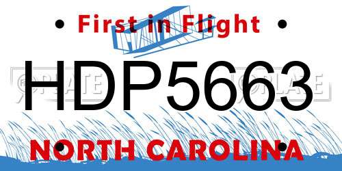 HDP5663 North Carolina License Plate