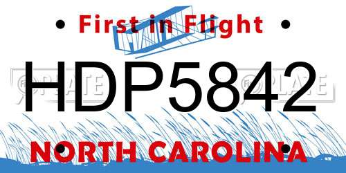 HDP5842 North Carolina License Plate