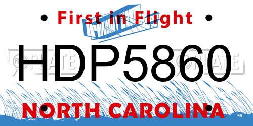 HDP5860 North Carolina License Plate