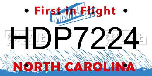 HDP7224 North Carolina License Plate
