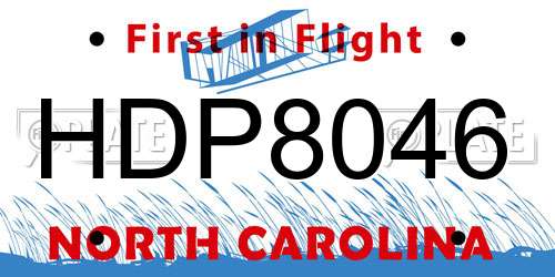 HDP8046 North Carolina License Plate