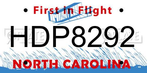 HDP8292 North Carolina License Plate
