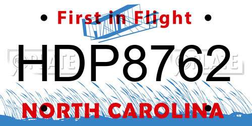 HDP8762 North Carolina License Plate
