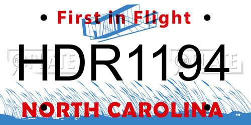 HDR1194 North Carolina License Plate
