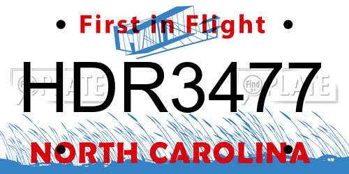 HDR3477 North Carolina License Plate