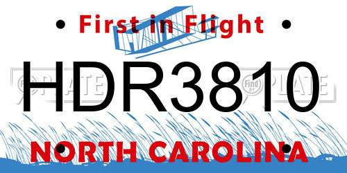 HDR3810 North Carolina License Plate
