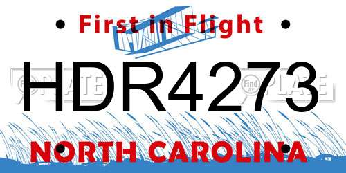 HDR4273 North Carolina License Plate