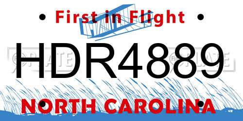 HDR4889 North Carolina License Plate