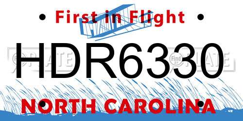 HDR6330 North Carolina License Plate