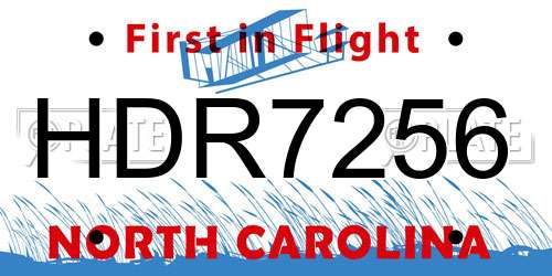 HDR7256 North Carolina License Plate