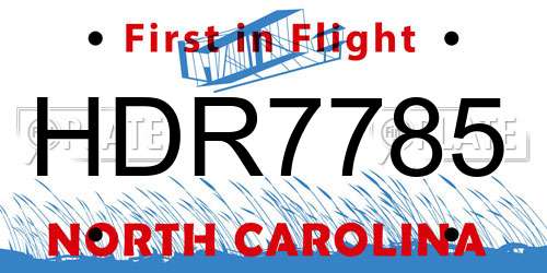 HDR7785 North Carolina License Plate
