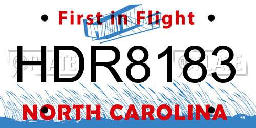 HDR8183 North Carolina License Plate