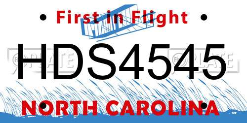 HDS4545 North Carolina License Plate