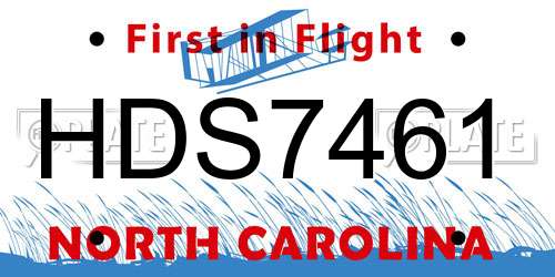 HDS7461 North Carolina License Plate