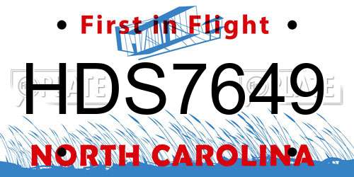 HDS7649 North Carolina License Plate