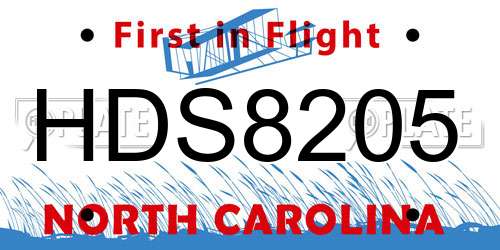 HDS8205 North Carolina License Plate