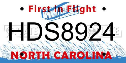 HDS8924 North Carolina License Plate
