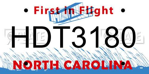 HDT3180 North Carolina License Plate
