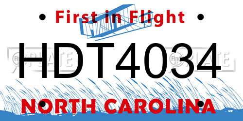 HDT4034 North Carolina License Plate