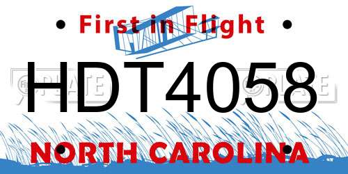 HDT4058 North Carolina License Plate