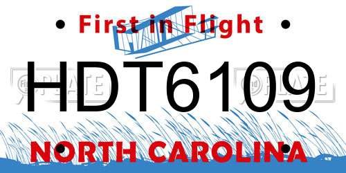 HDT6109 North Carolina License Plate