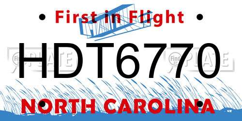 HDT6770 North Carolina License Plate