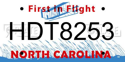 HDT8253 North Carolina License Plate