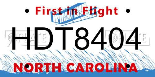 HDT8404 North Carolina License Plate