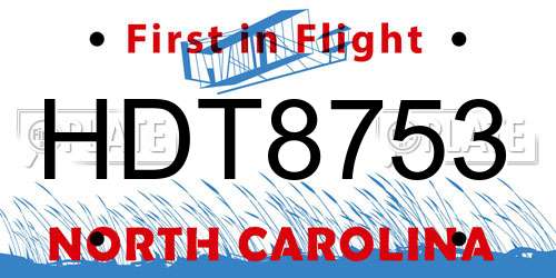 HDT8753 North Carolina License Plate
